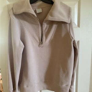 Varley Stylish Taupe half zip pull over sweater